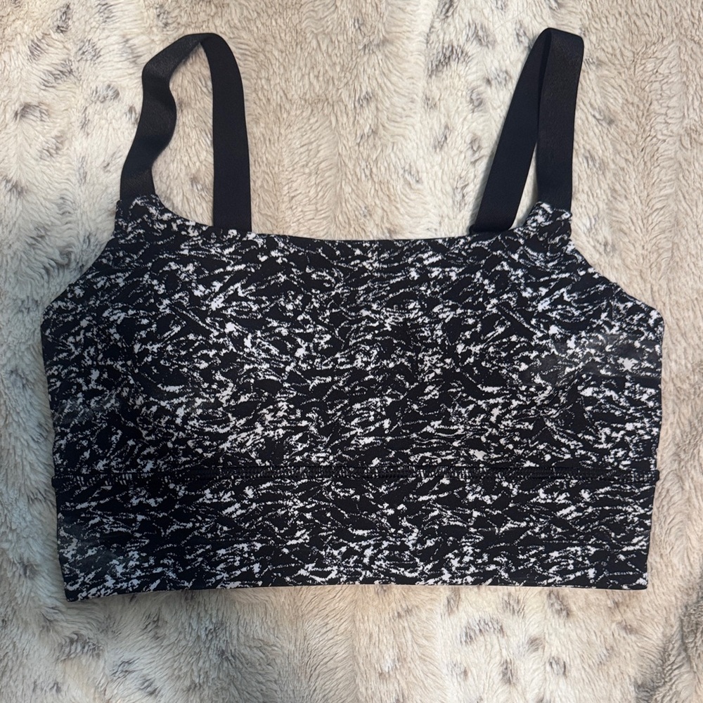 Lululemon black and white Marble Print Sports Bra